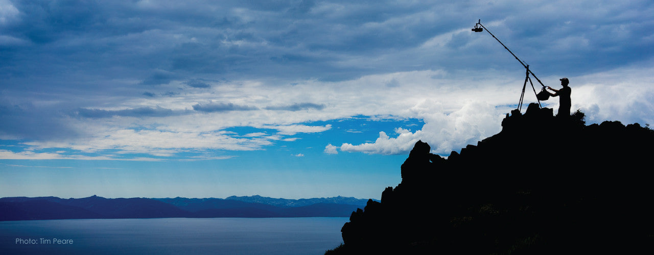 Canyon Florey enjoys his perch above Lake Tahoe with the Adventure Jib